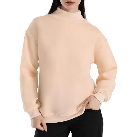 New Medium Pull On Long Sleeve Mock Neck Sweatshirt in Apricot - Picture 1 of 4